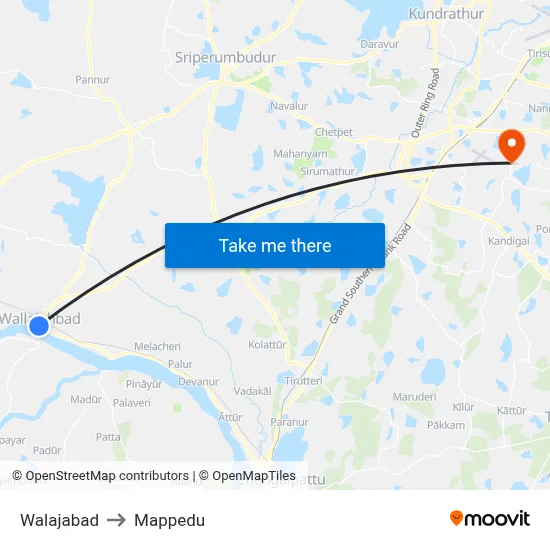 Walajabad to Mappedu map