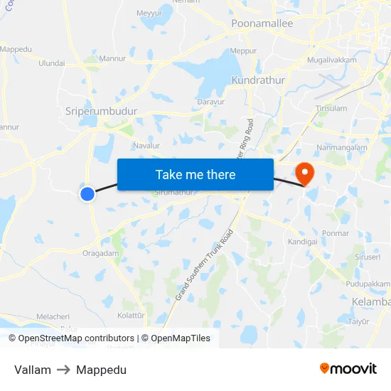 Vallam to Mappedu map