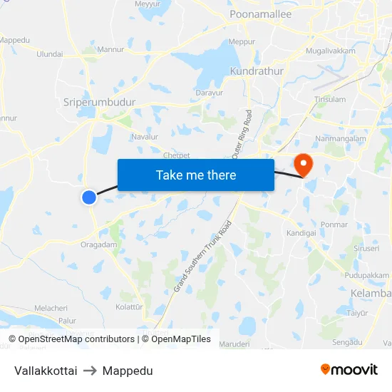 Vallakkottai to Mappedu map