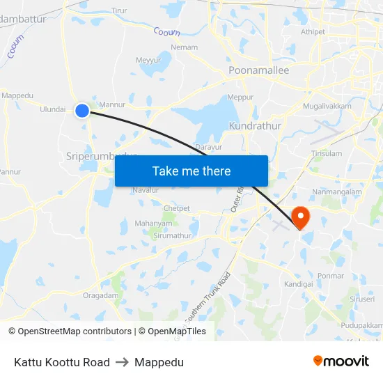 Kattu Koottu Road to Mappedu map