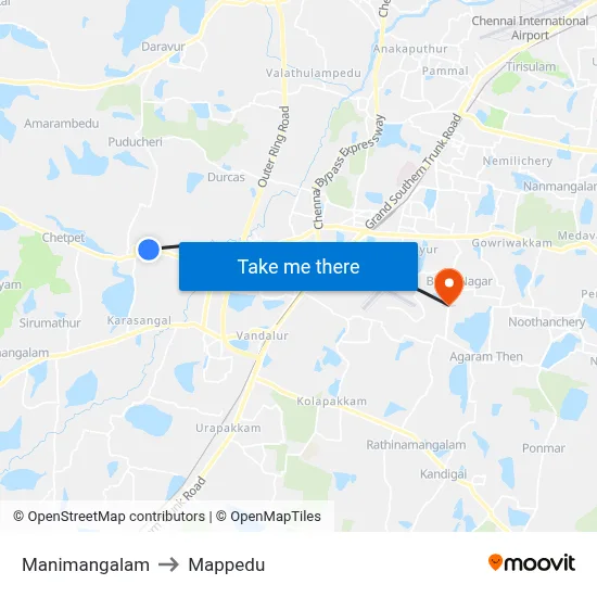 Manimangalam to Mappedu map