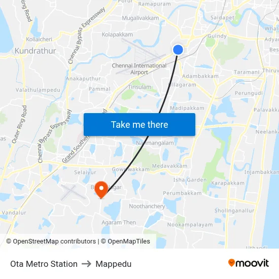 Ota Metro Station to Mappedu map