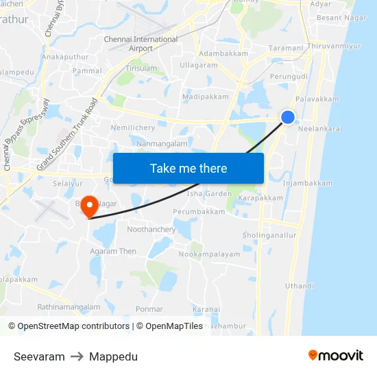 Seevaram to Mappedu map