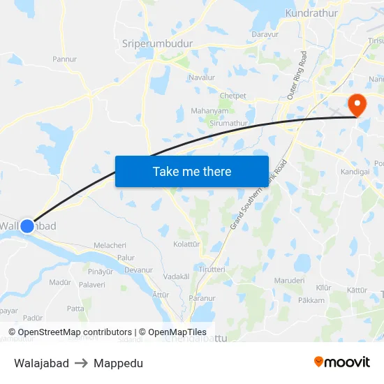 Walajabad to Mappedu map