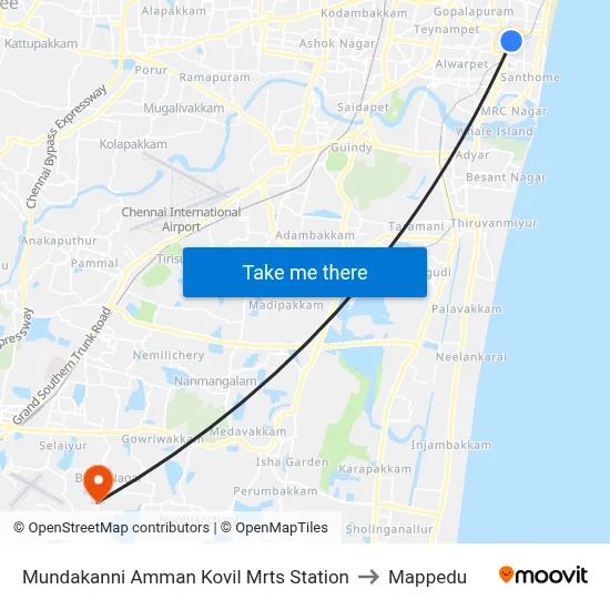 Mundakanni Amman Kovil Mrts Station to Mappedu map
