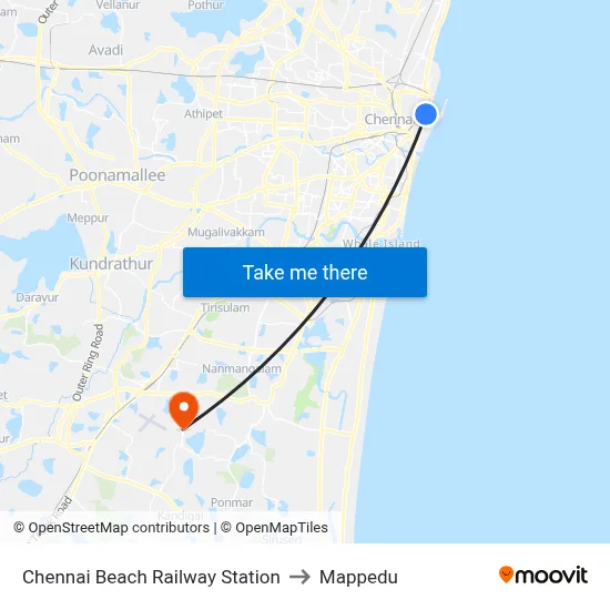 Chennai Beach Railway Station to Mappedu map