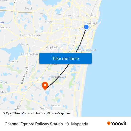 Chennai Egmore Railway Station to Mappedu map