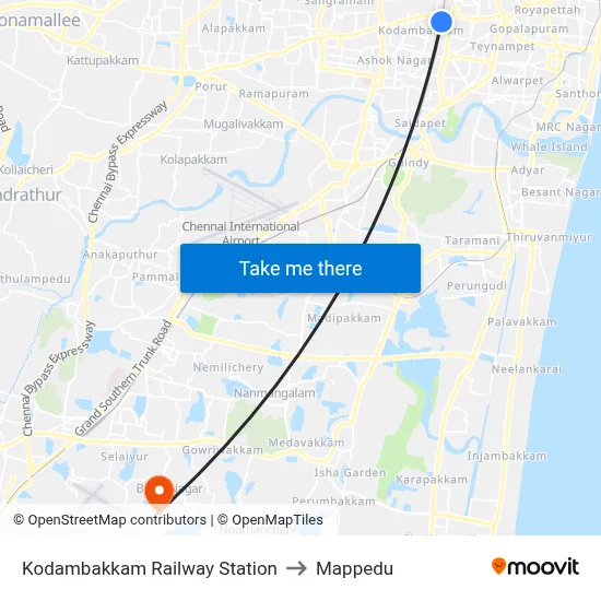 Kodambakkam Railway Station to Mappedu map