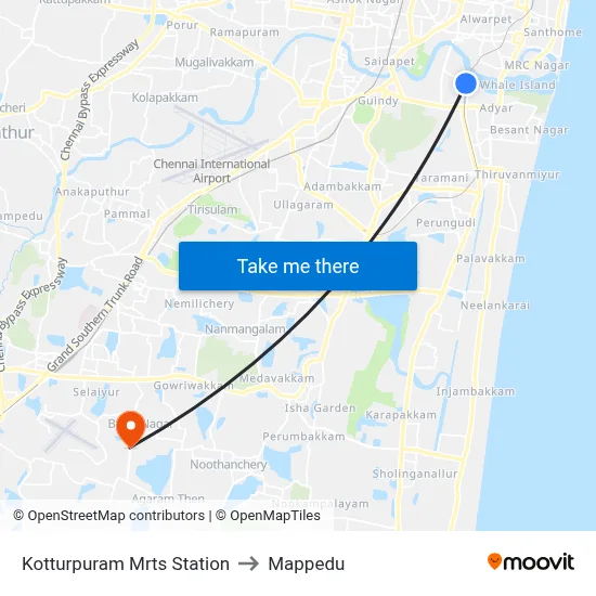 Kotturpuram to Mappedu map