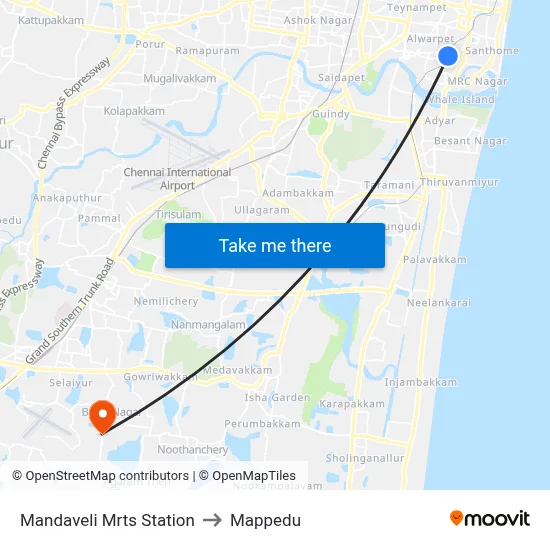 Mandaveli to Mappedu map
