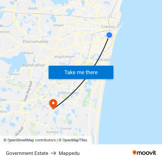Government Estate to Mappedu map