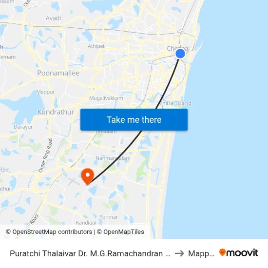 Puratchi Thalaivar Dr. M.G.Ramachandran Central Metro to Mappedu map