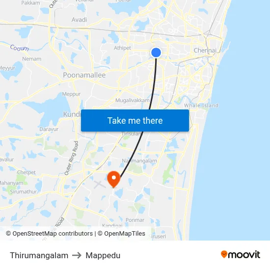 Thirumangalam to Mappedu map