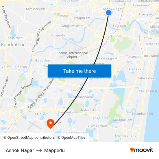 Ashok Nagar to Mappedu map