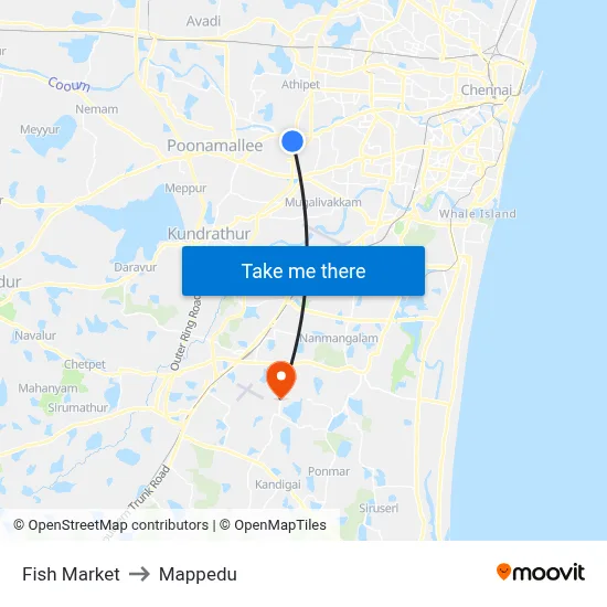 Fish Market to Mappedu map
