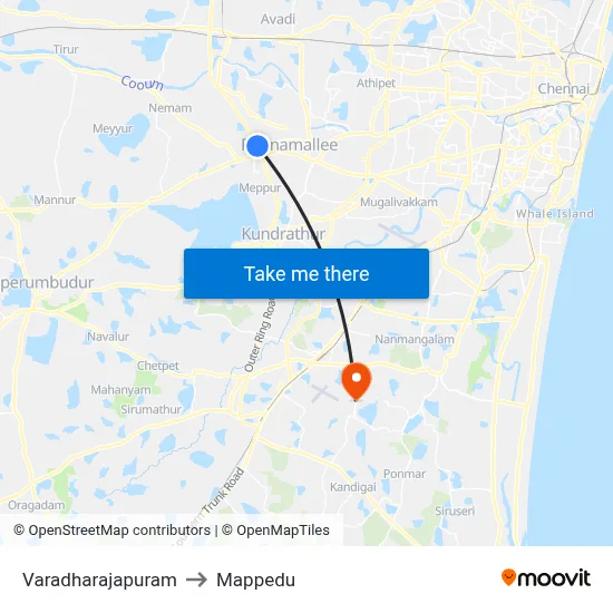 Varadharajapuram to Mappedu map