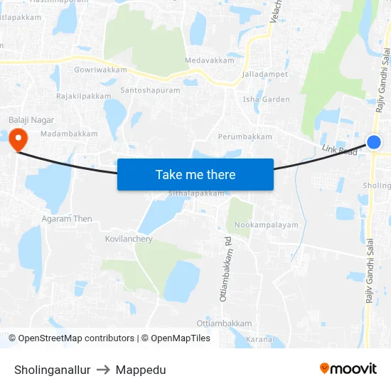 Sholinganallur to Mappedu map