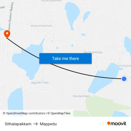 Sithalapakkam to Mappedu map