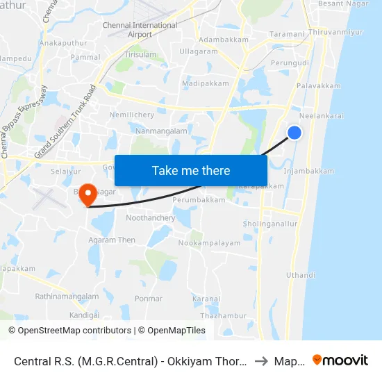 Central R.S. (M.G.R.Central) - Okkiyam Thoraipakkam Sector Colony to Mappedu map