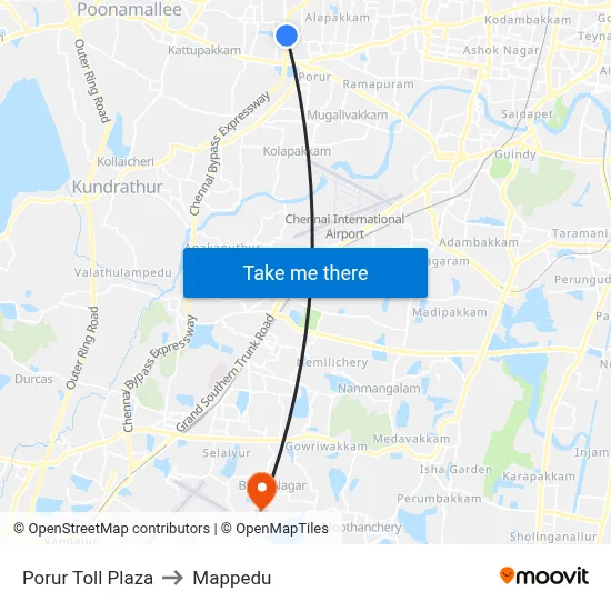 Porur Toll Plaza to Mappedu map