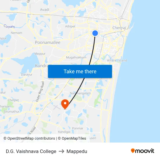 D.G. Vaishnava College to Mappedu map