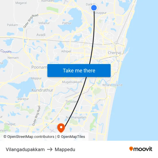 Vilangadupakkam to Mappedu map