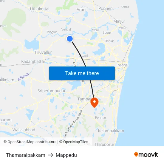 Thamaraipakkam to Mappedu map