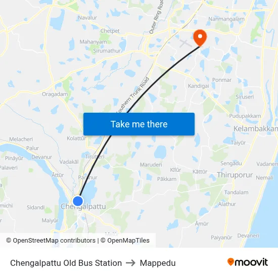 Chengalpattu Old Bus Station to Mappedu map