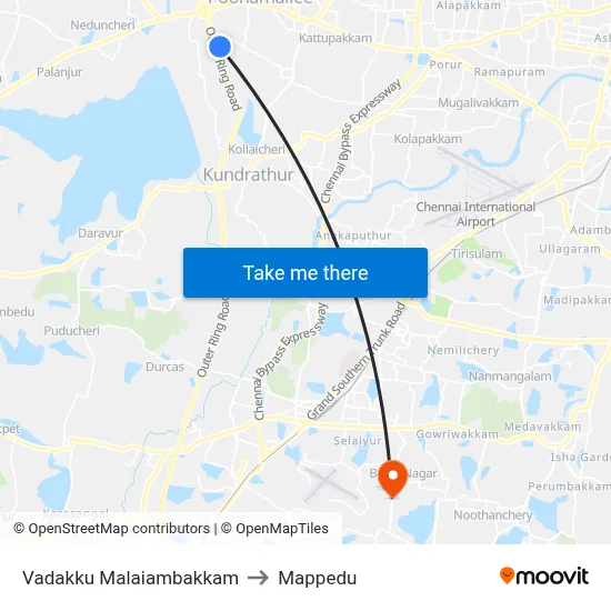 Vadakku Malaiambakkam to Mappedu map