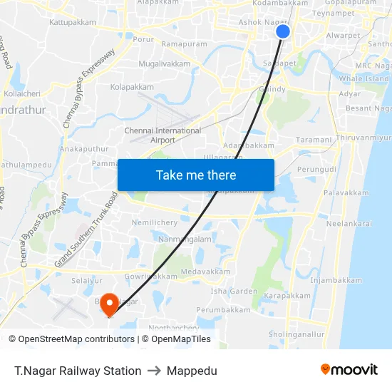 T.Nagar Railway Station to Mappedu map