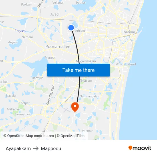 Ayapakkam to Mappedu map