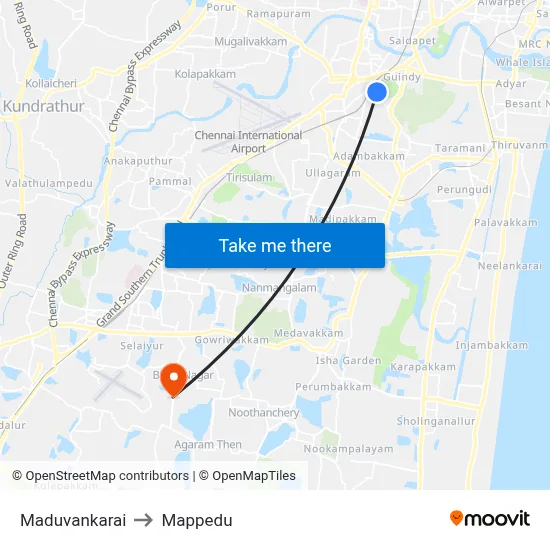 Maduvankarai to Mappedu map
