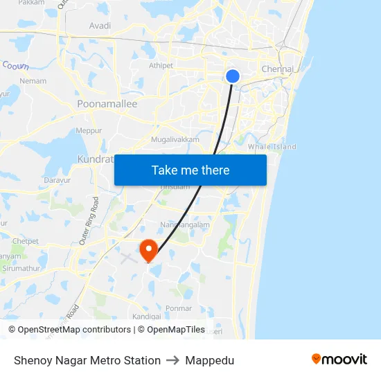Shenoy Nagar Metro Station to Mappedu map