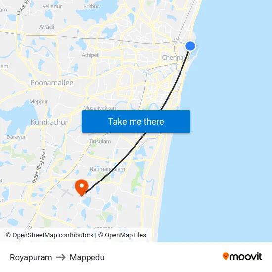Royapuram to Mappedu map