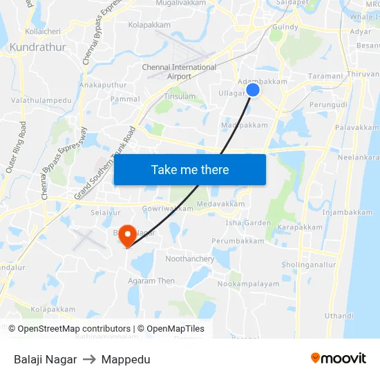Balaji Nagar to Mappedu map