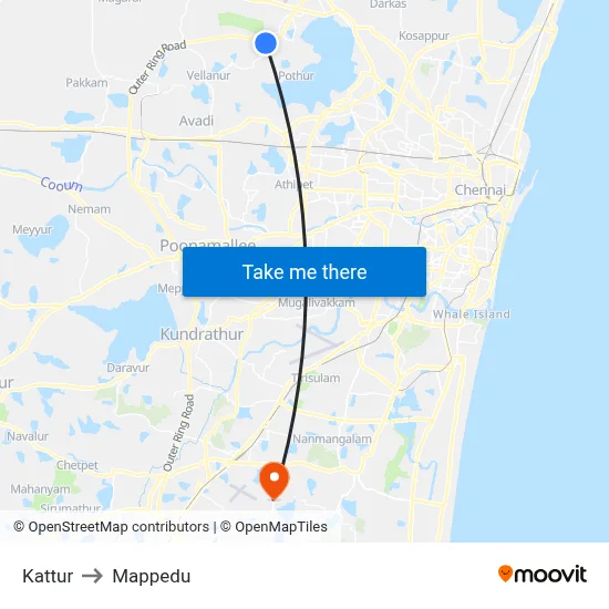 Kattur to Mappedu map