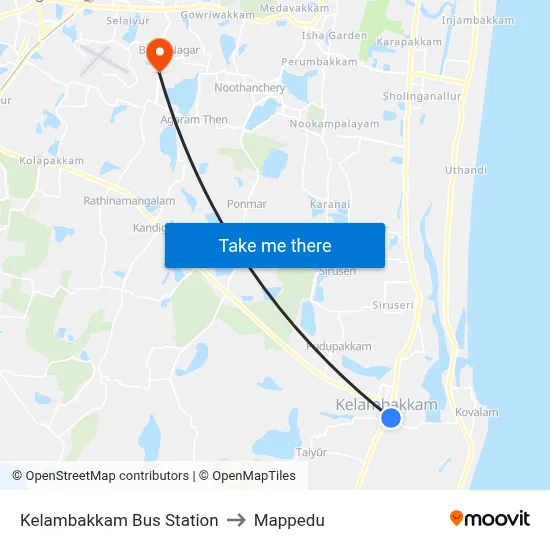 Kelambakkam Bus Station to Mappedu map