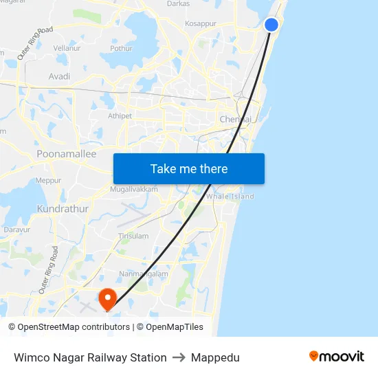 Wimco Nagar Railway Station to Mappedu map