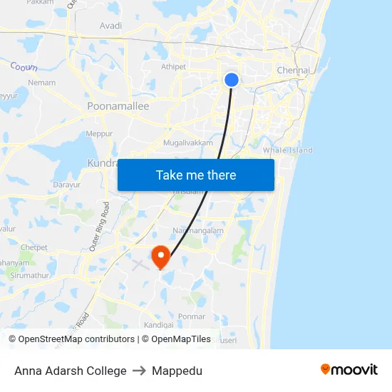 Anna Adarsh College to Mappedu map