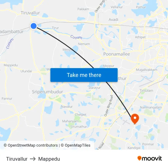 Tiruvallur to Mappedu map