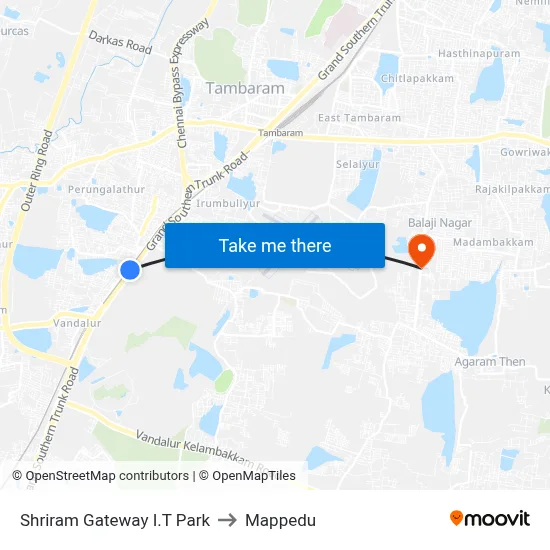 Shriram Gateway I.T Park to Mappedu map
