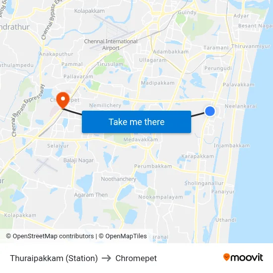 Thuraipakkam (Station) to Chromepet map