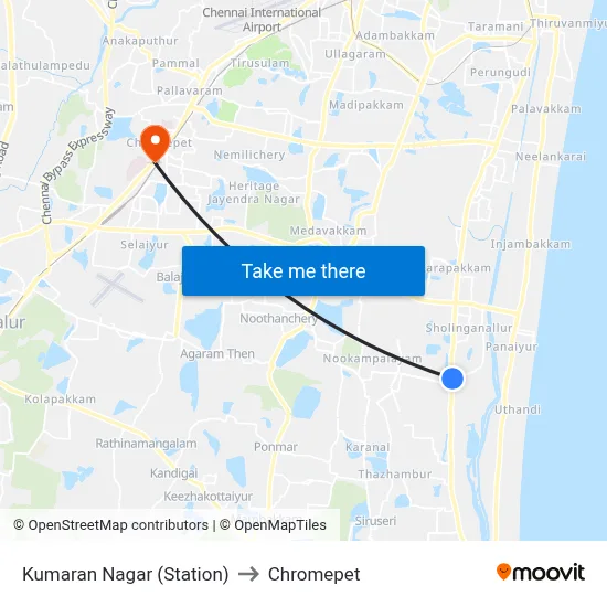 Kumaran Nagar (Station) to Chromepet map