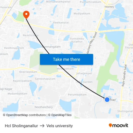 Hcl Sholinganallur to Vels university map