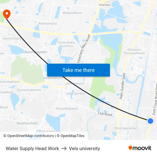 Water Supply Head Work to Vels university map