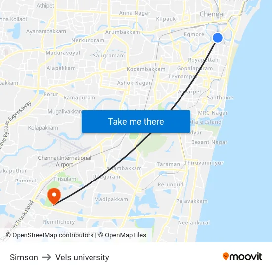 Simson to Vels university map