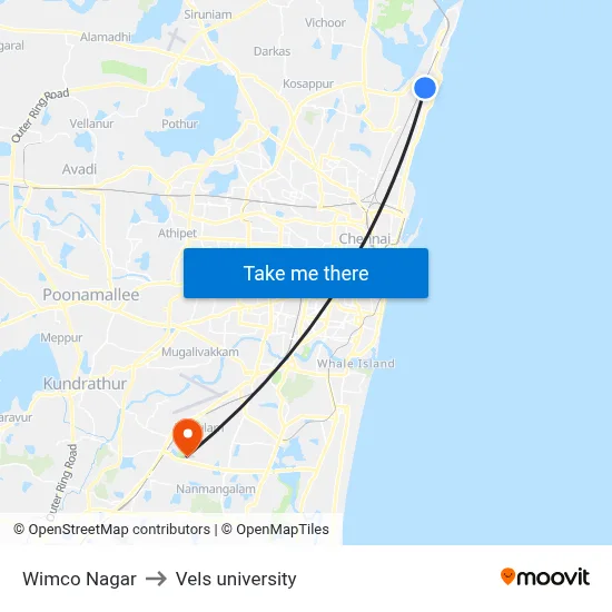 Wimco Nagar to Vels university map