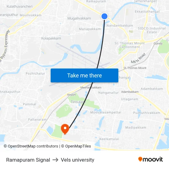 Ramapuram Signal to Vels university map