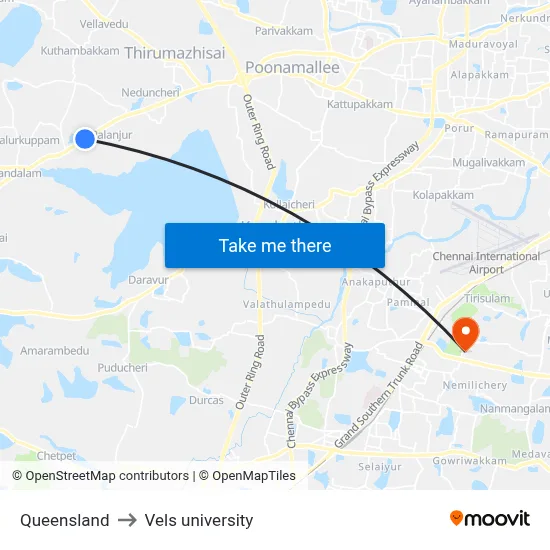 Queensland to Vels university map
