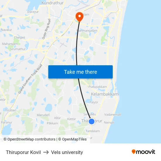 Thiruporur Kovil to Vels university map
